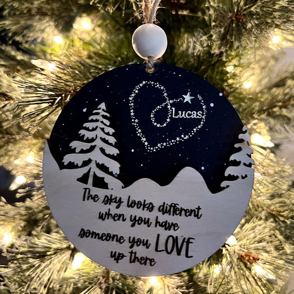 Memorial Ornament - The Sky Looks Different - Personalized Remembrance Gift