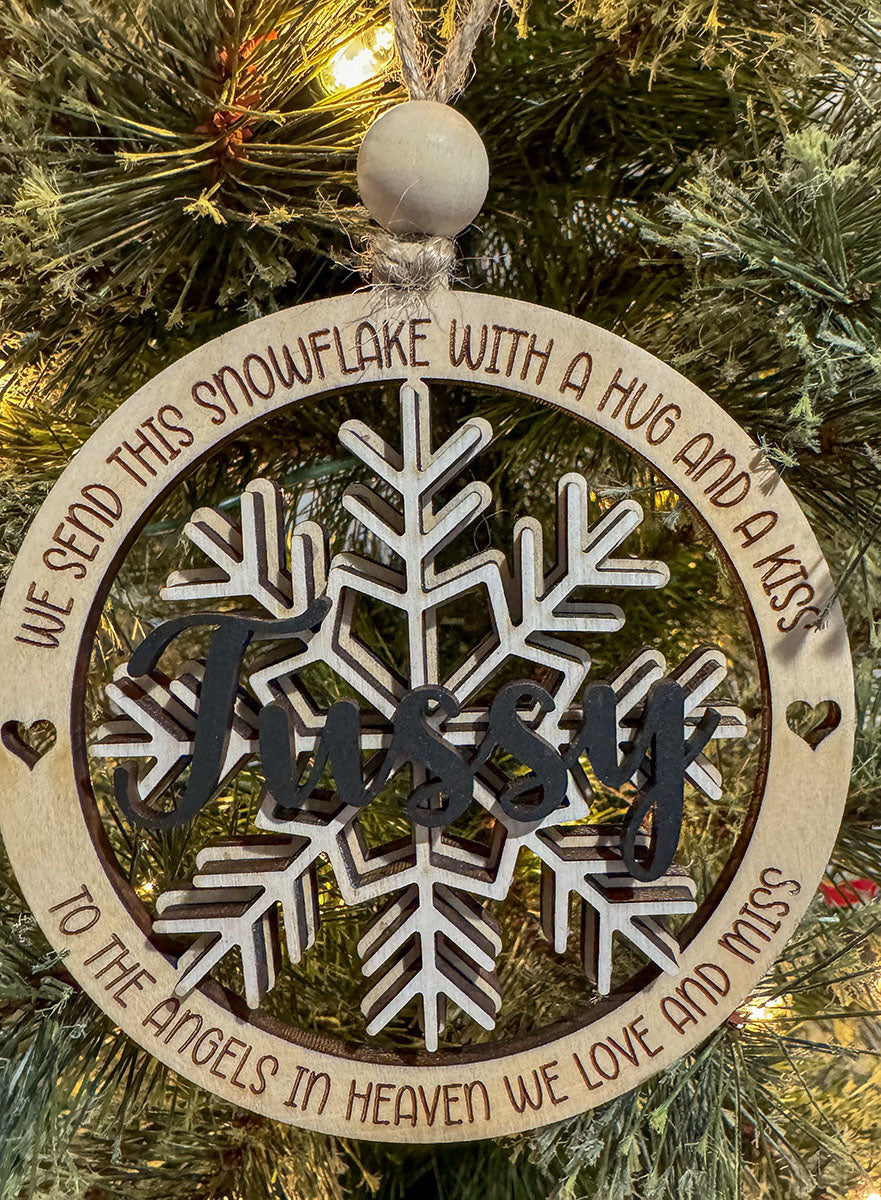 Snowflake Memorial Ornament Attached
