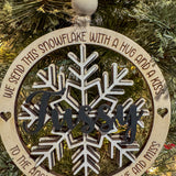 Snowflake Memorial Ornament Attached