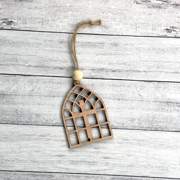 Faith Over Fear Cathedral Storyteller Ornament - Handcrafted Birch Wood