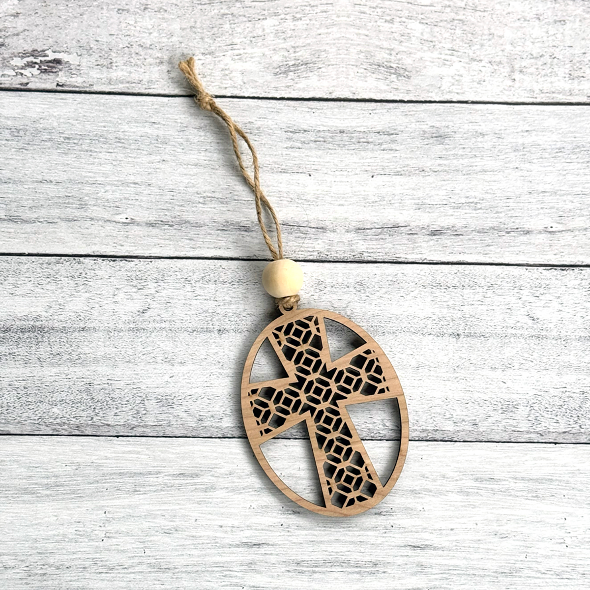 Faith Over Fear Cross Ornament - Handcrafted Birch Wood with Storyteller Card