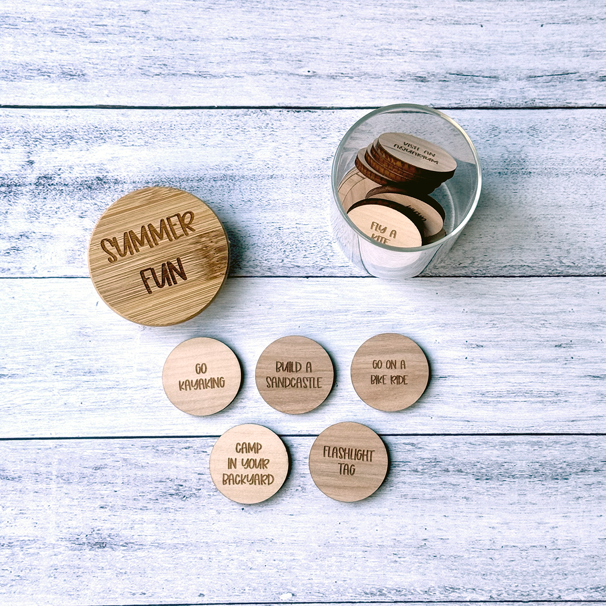 Summer Fun Activity Tokens Jar - 20 Exciting Adventures for Couples, Families & All Ages