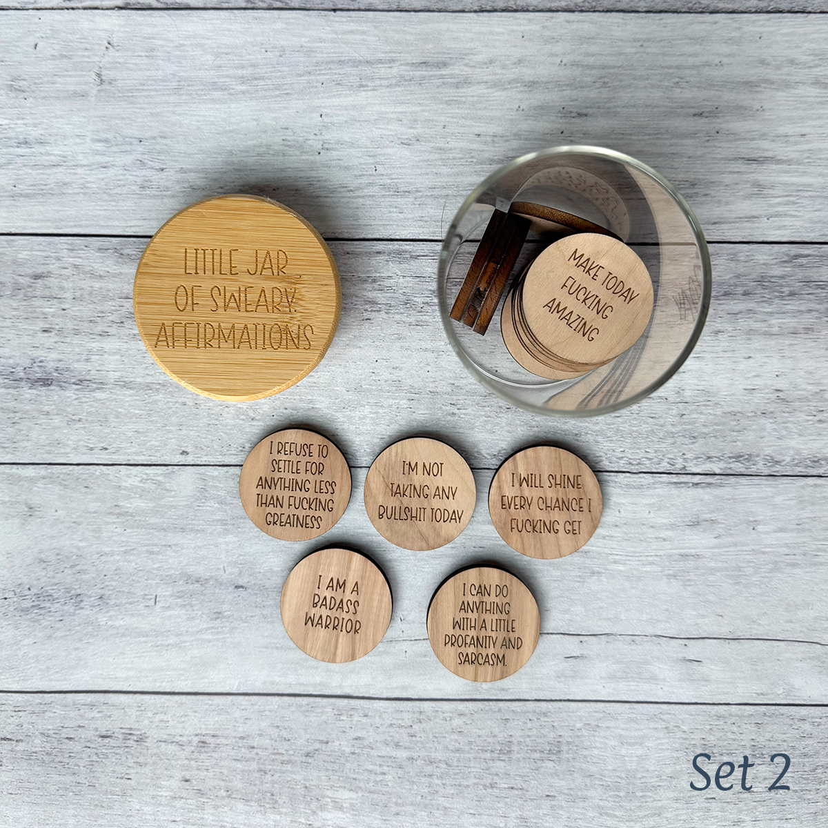Mini Jar of Sweary Affirmation Tokens - Daily Motivation & Self-Care Gift