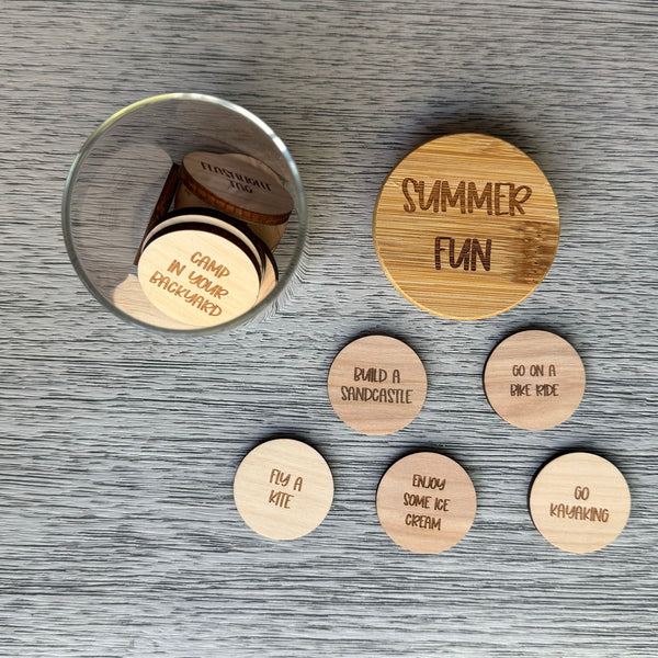 Summer Fun Activity Tokens Jar - 20 Exciting Adventures for Couples, Families & All Ages