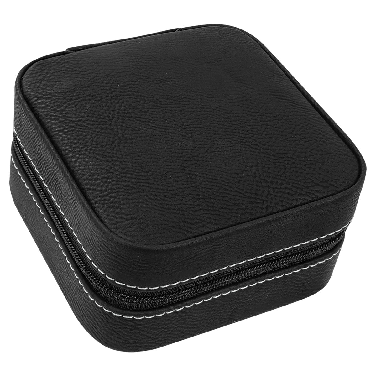 Personalized Travel Jewelry Box - Custom Engraved Leatherette Organizer
