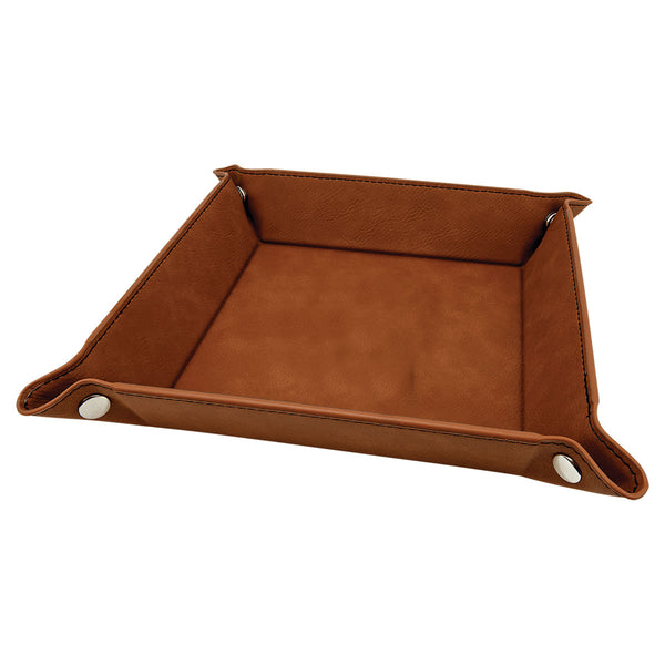 Personalized Leatherette Snap Tray - Custom Engraved Catchall Organizer