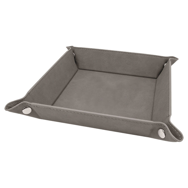 Personalized Leatherette Snap Tray - Custom Engraved Catchall Organizer