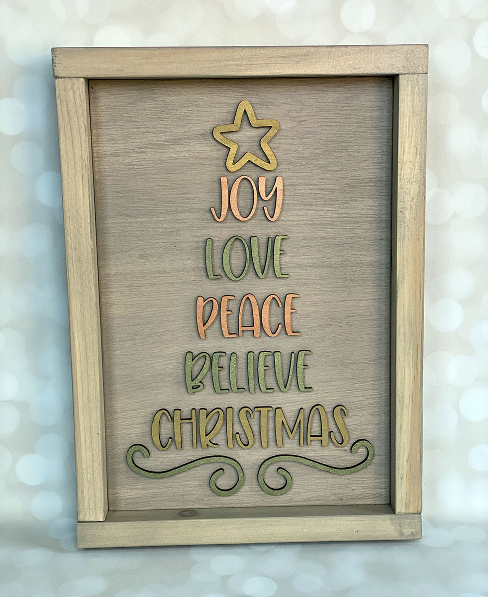 Handcrafted Christmas Tree Words Wood Sign - Holiday Home Decor