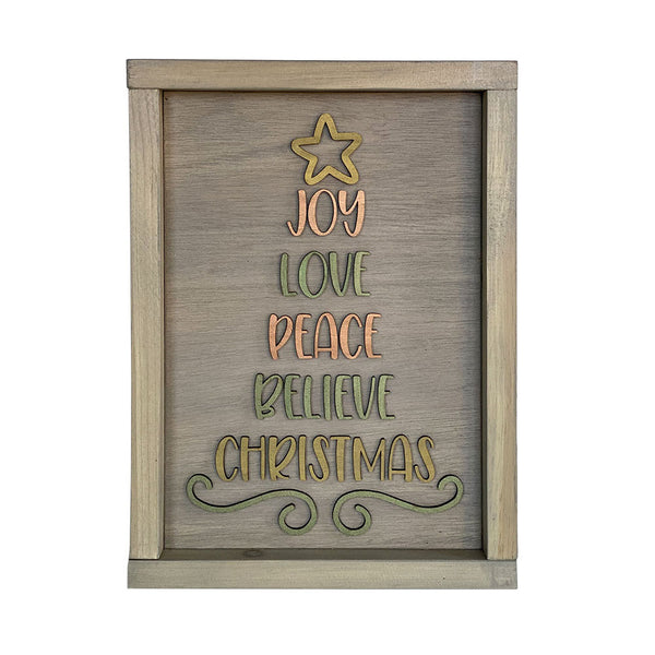 Handcrafted Christmas Tree Words Wood Sign - Holiday Home Decor
