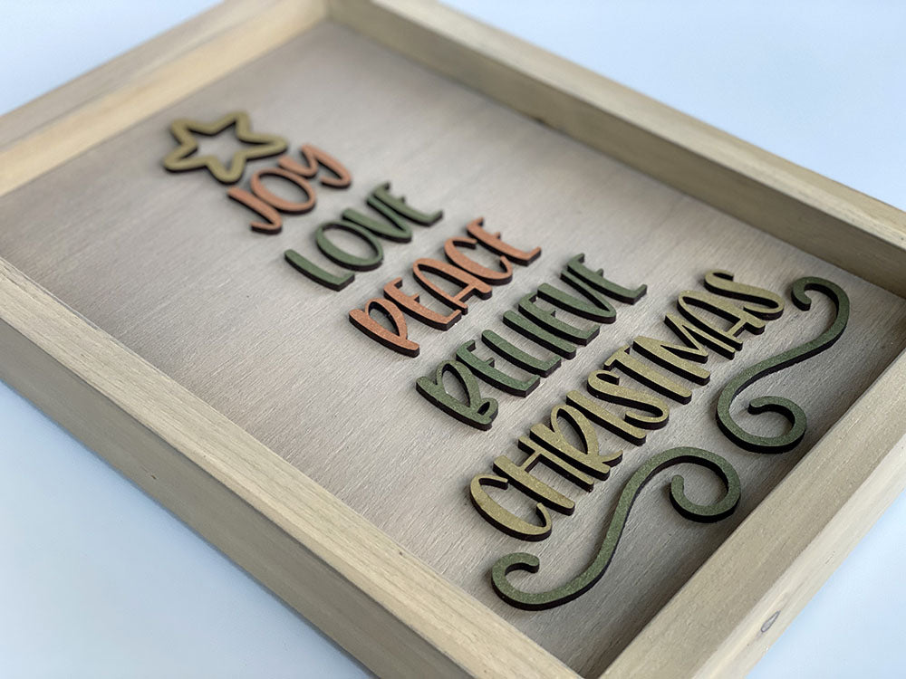 Handcrafted Christmas Tree Words Wood Sign - Holiday Home Decor