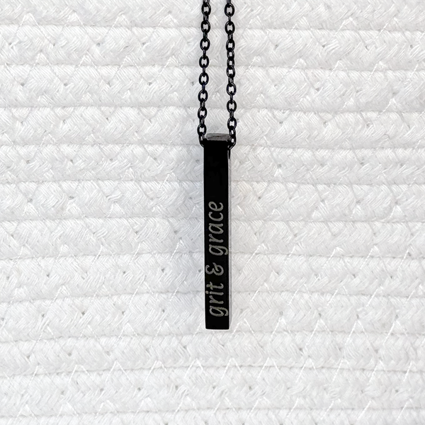Custom Engraved Vertical Bar Necklace - Personalized Stainless Steel Jewelry
