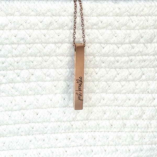 Custom Engraved Vertical Bar Necklace - Personalized Stainless Steel Jewelry