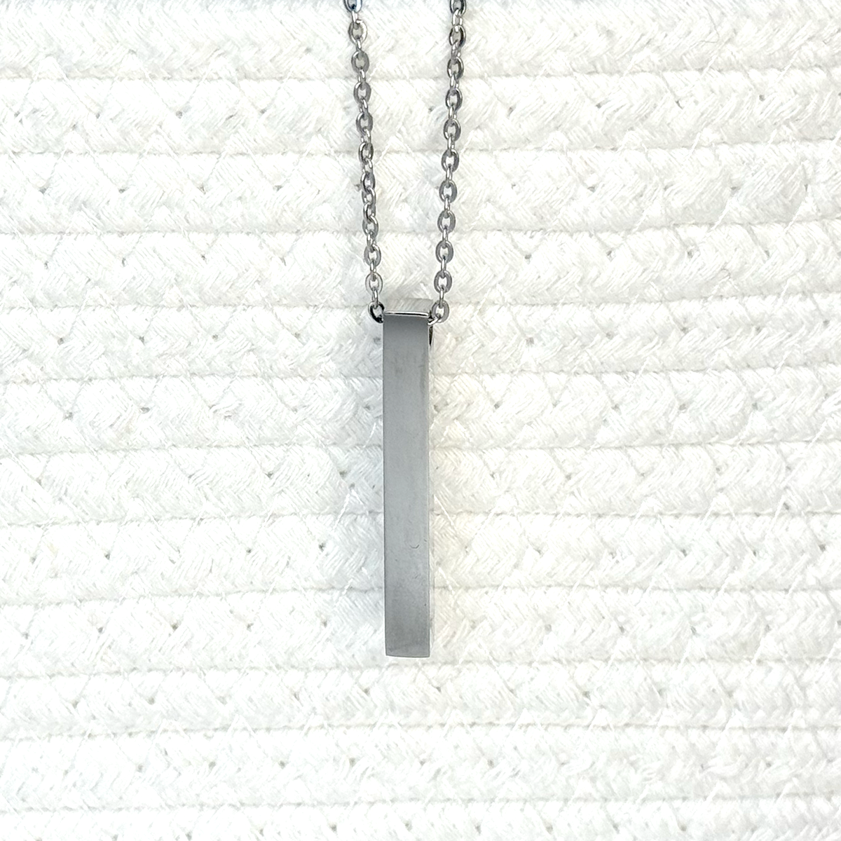Custom Engraved Vertical Bar Necklace - Personalized Stainless Steel Jewelry