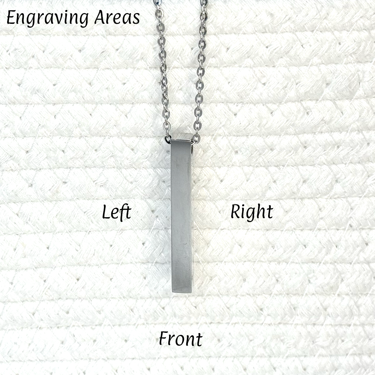 Custom Engraved Vertical Bar Necklace - Personalized Stainless Steel Jewelry