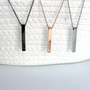 Custom Engraved Vertical Bar Necklace - Personalized Stainless Steel Jewelry