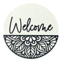 Welcome 18" Round Wood Sign | 3D Charcoal Gray Handcrafted Sign
