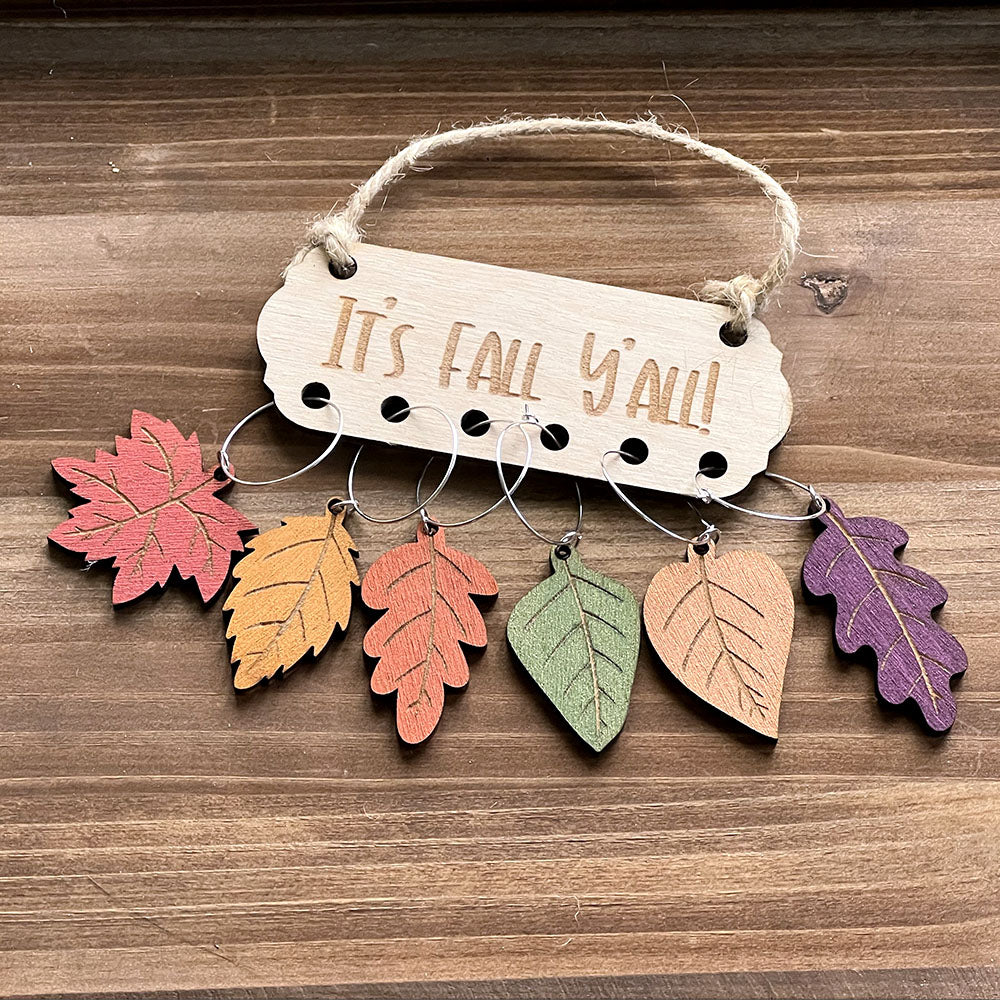 Fall Metallic Leaf Wine Charms Set - Elegant Autumn Table Decor