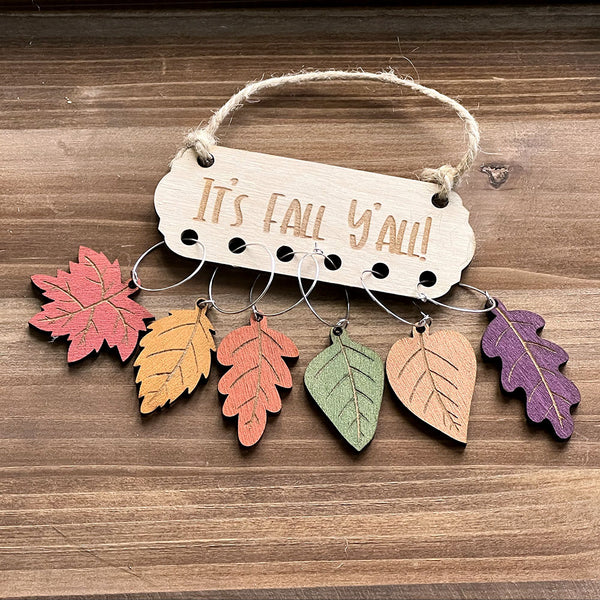 Fall Metallic Leaf Wine Charms Set - Elegant Autumn Table Decor