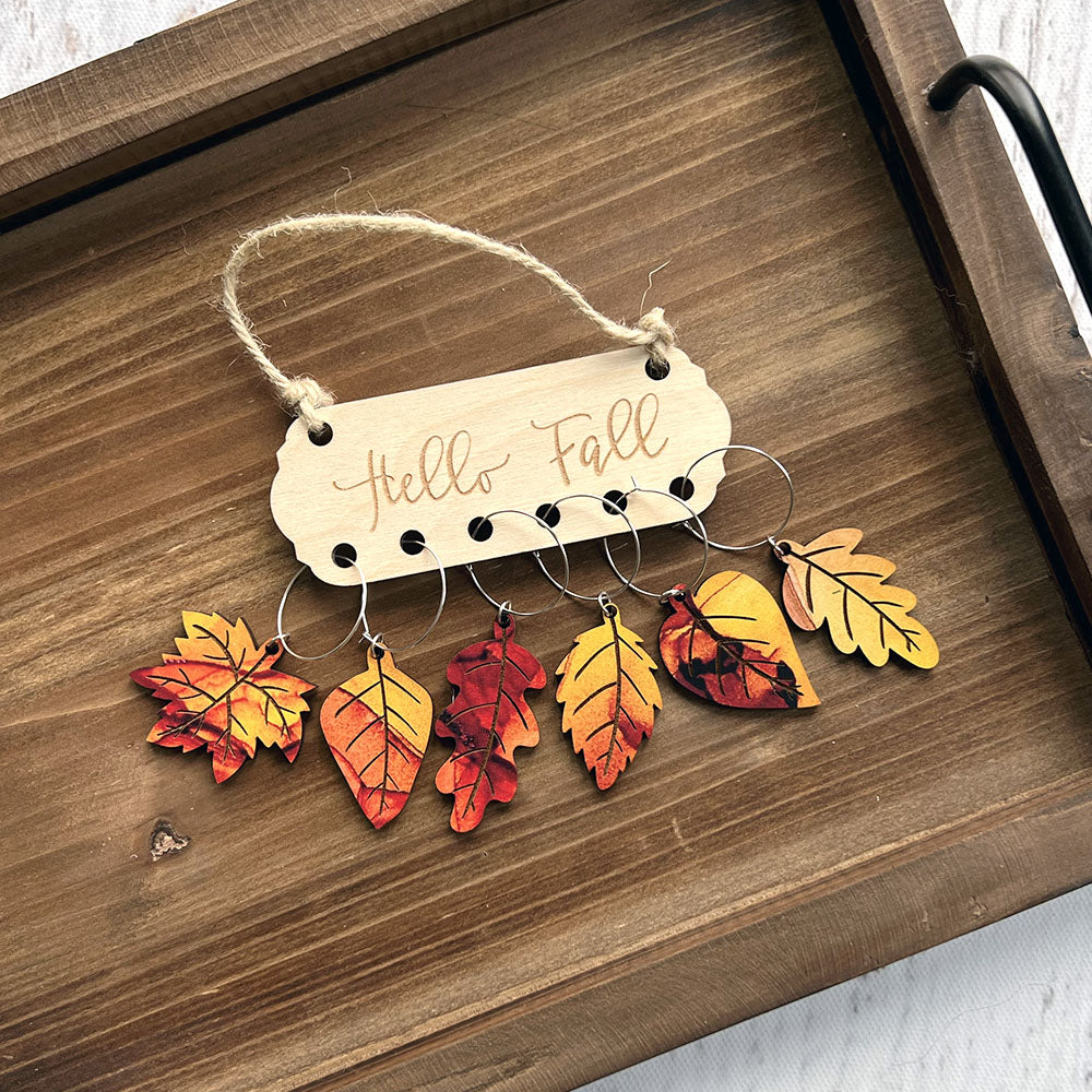 Handcrafted Fall Leaf Wine Charms Set - Premium Wood Wine Glass Markers