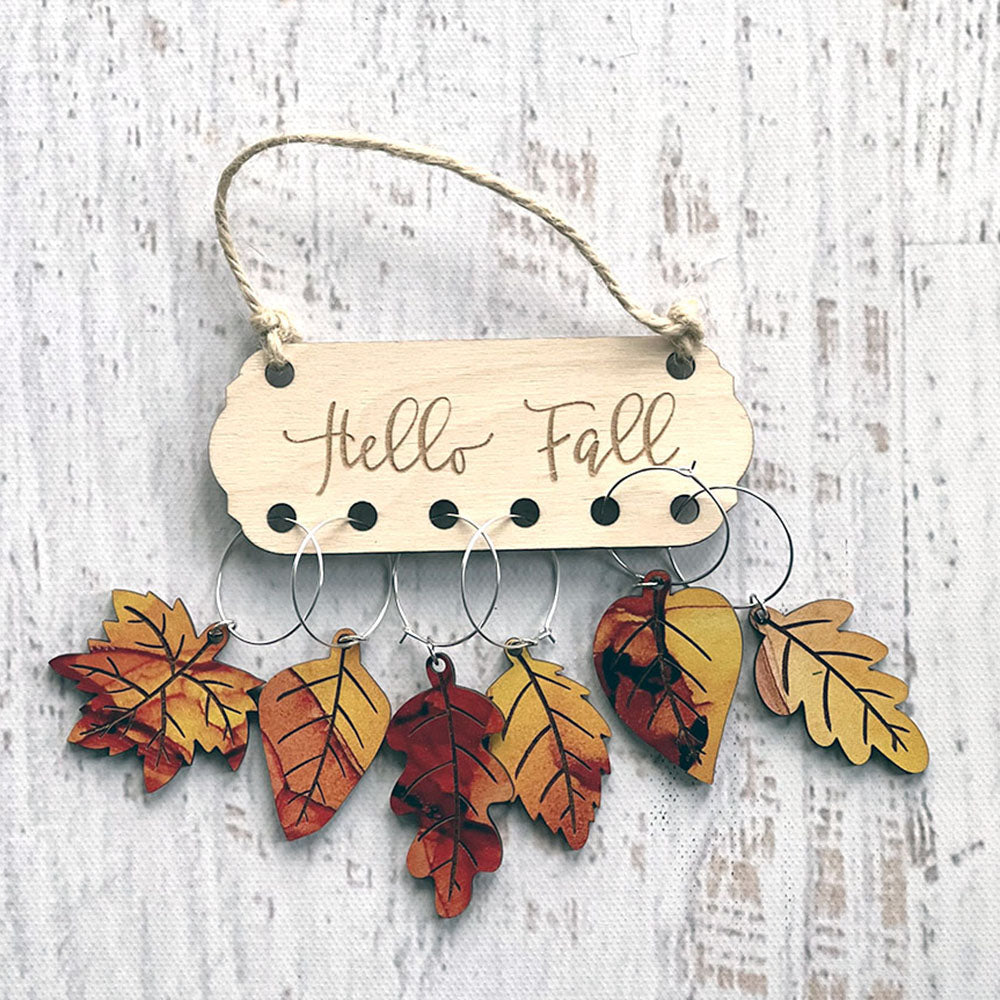 Handcrafted Fall Leaf Wine Charms Set - Premium Wood Wine Glass Markers