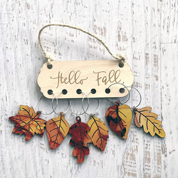 Handcrafted Fall Leaf Wine Charms Set - Premium Wood Wine Glass Markers