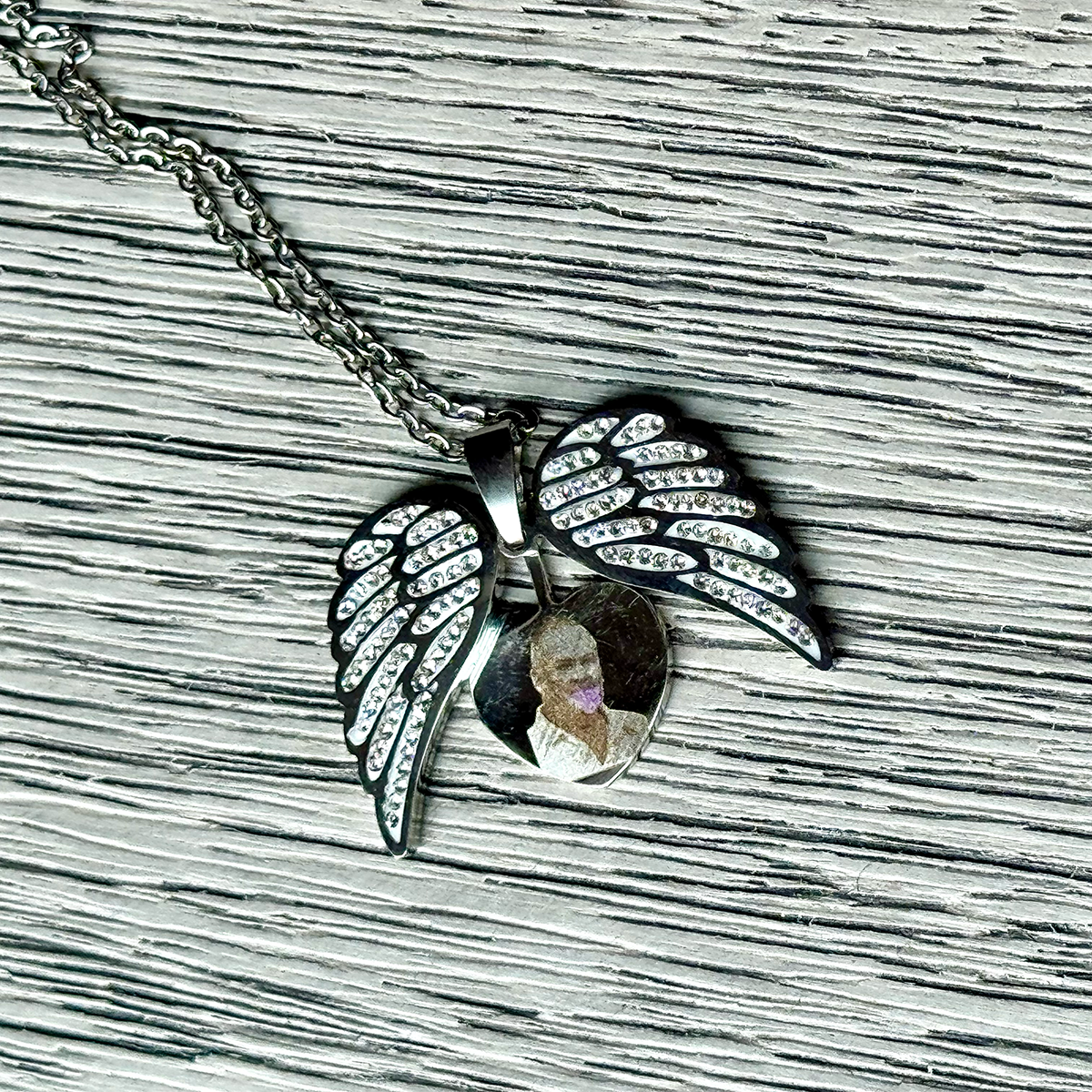 Memorial Wings Hidden Heart Necklace - Personalized Engraved Jewelry