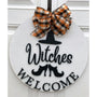 Witches Welcome Halloween Wood Sign - Handcrafted 18" Round Wall Decor