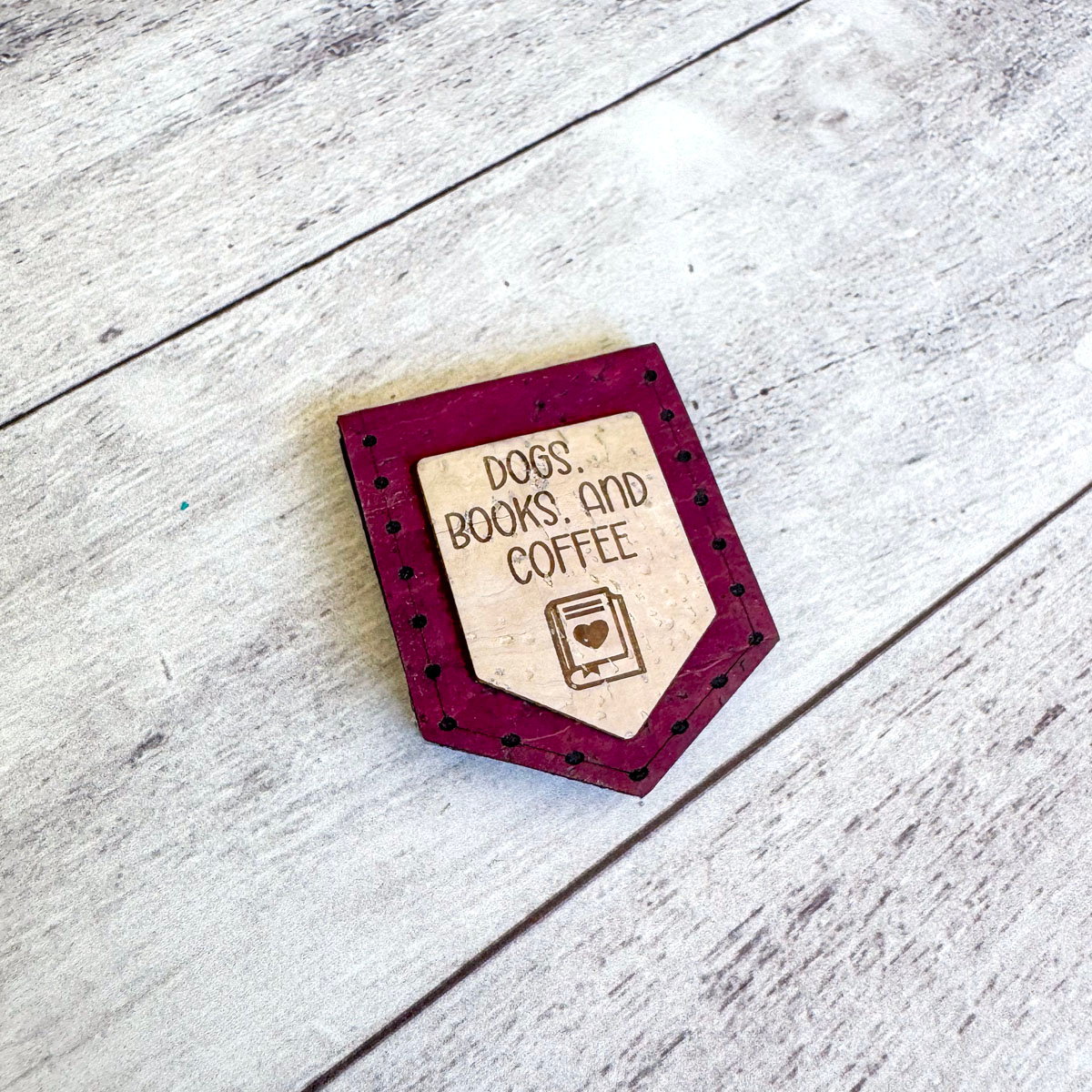 Magnetic Cork Bookmark - Dogs, Books & Coffee Design | Eco-Friendly Reading Accessory