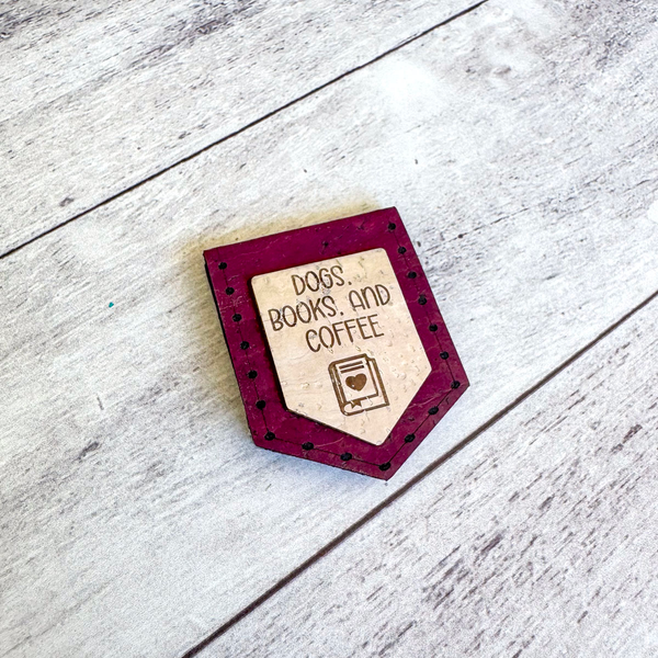 Magnetic Cork Bookmark - Dogs, Books & Coffee Design | Eco-Friendly Reading Accessory