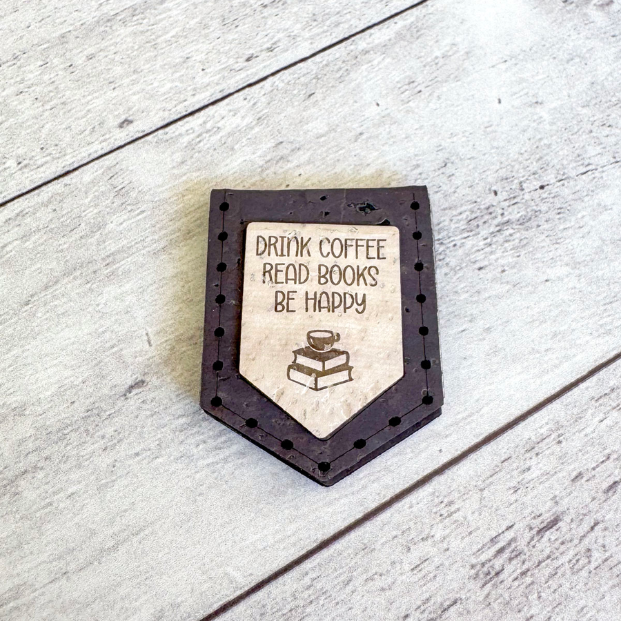 Magnetic Cork Bookmark - 'Drink Coffee Read Books Be Happy' | Eco-Friendly Reading Accessory