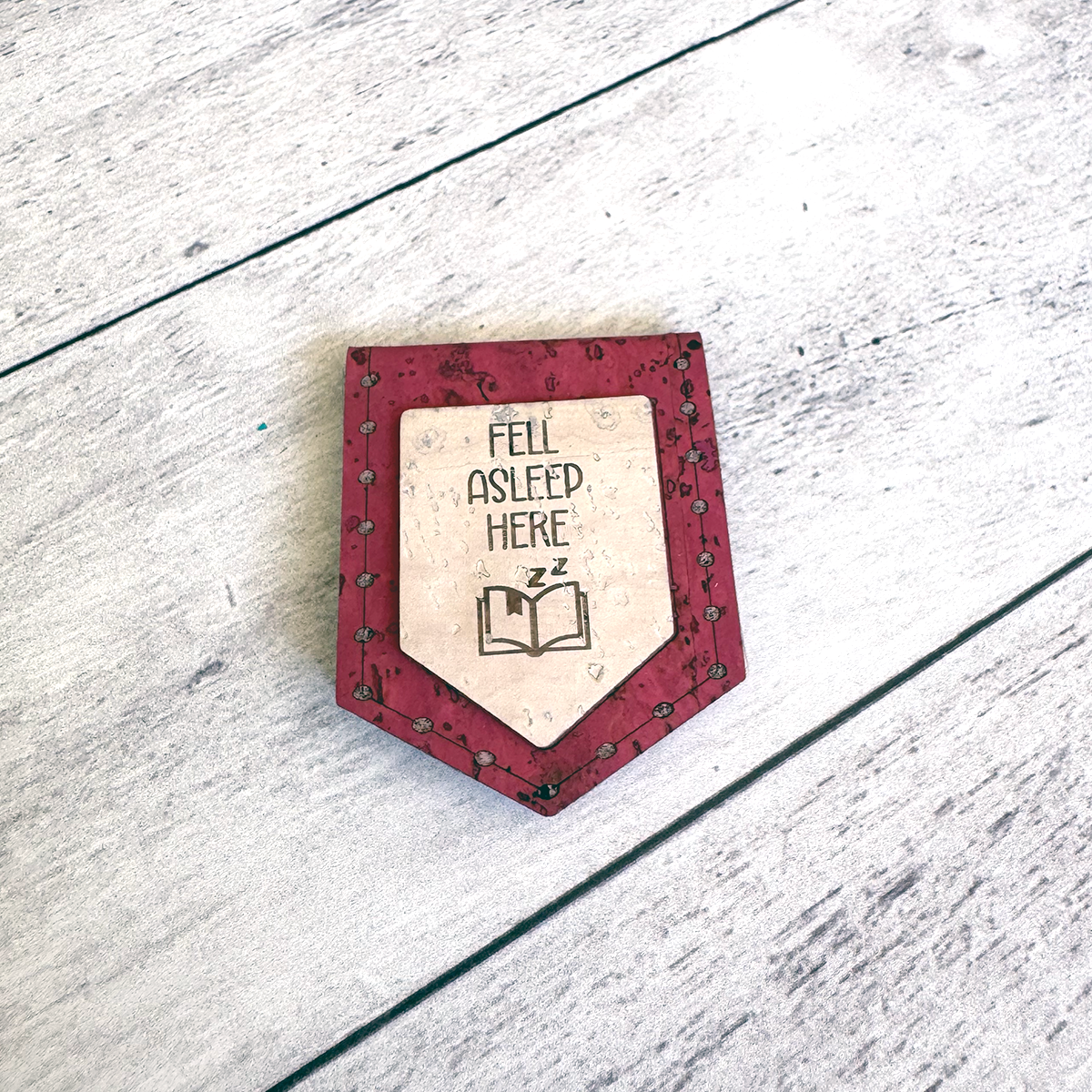 'Fell Asleep Here' Magnetic Cork Bookmark