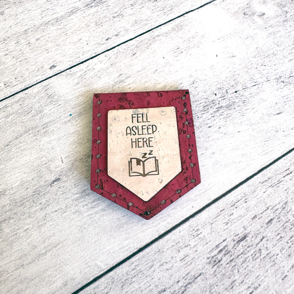 'Fell Asleep Here' Magnetic Cork Bookmark