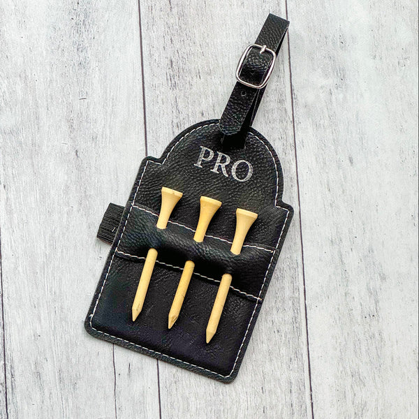 Personalized Leatherette Golf Tee Holder - Custom Monogram Golf Accessories