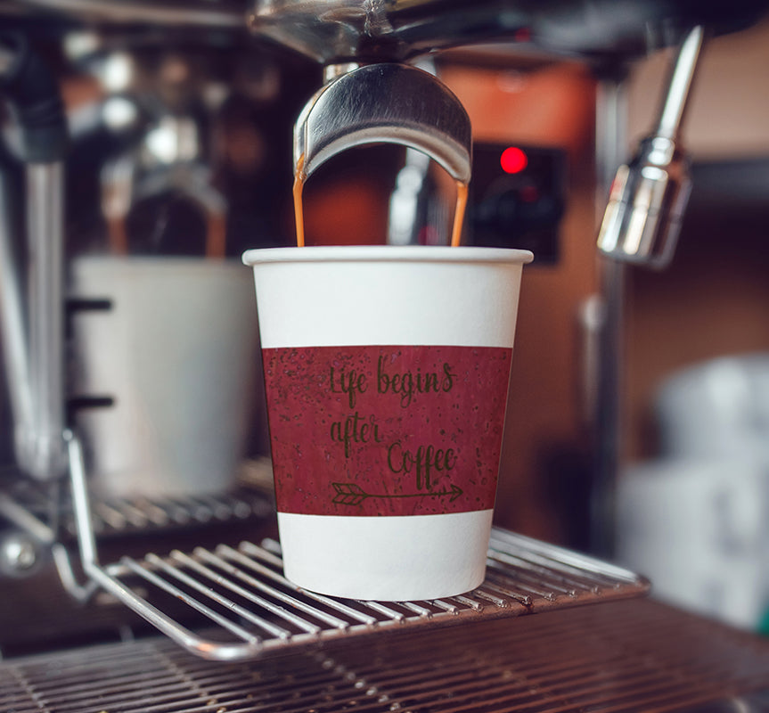 Life Begins After Coffee Cork Coffee Cup Sleeve - Reusable Insulated Drink Holder