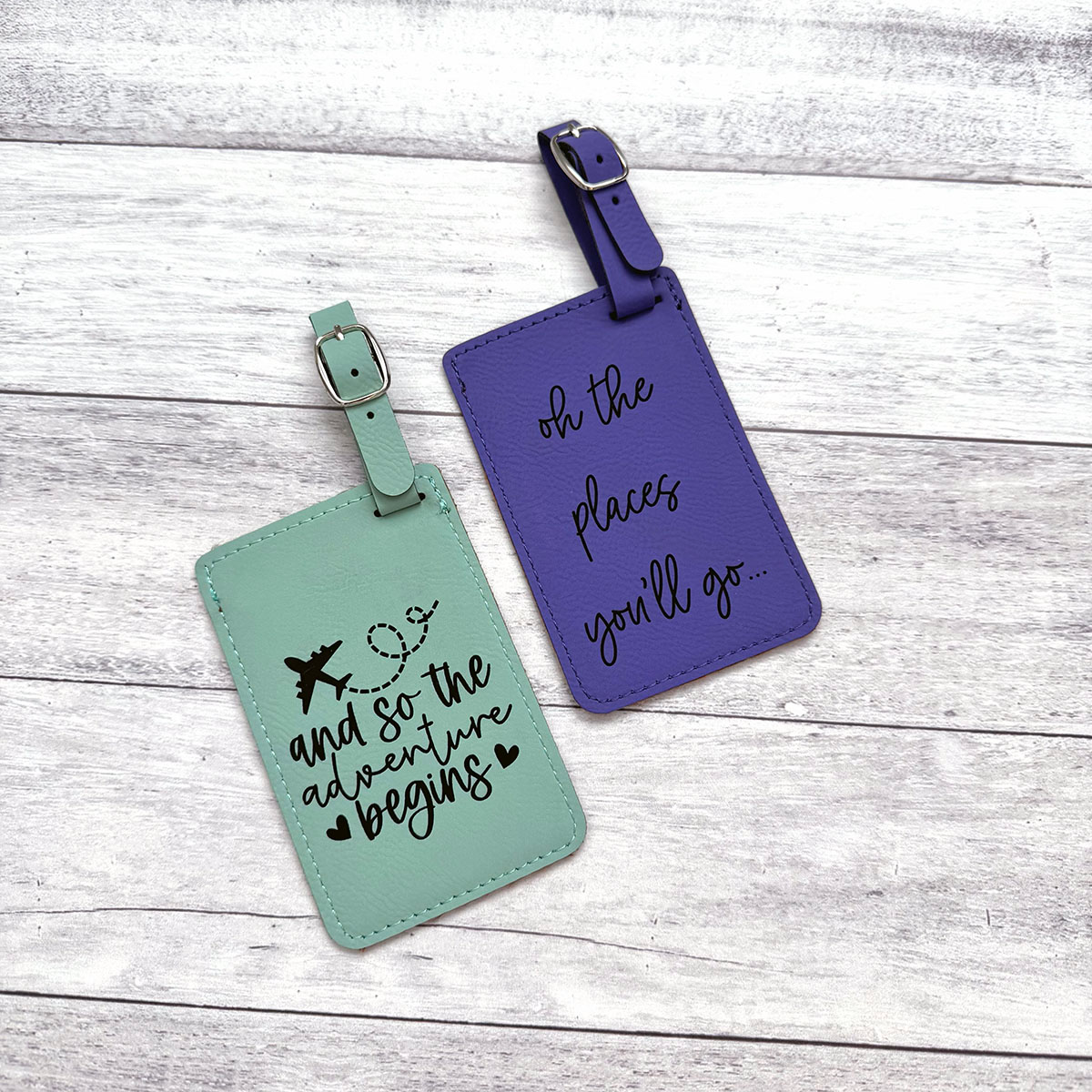 Custom Engraved Leatherette Luggage Tag - Personalized Travel Identifier