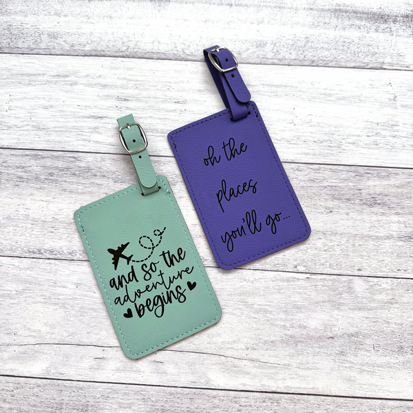 Custom Engraved Leatherette Luggage Tag - Personalized Travel Identifier
