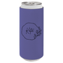 Purple can cooler with 'Katie' and floral design on a white background