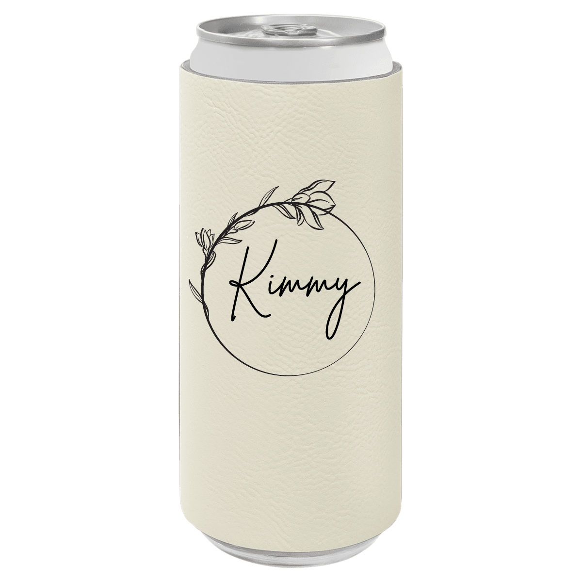 Can cooler with 'Kimmy' branding on a white background