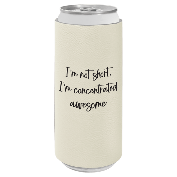Can with a cream-colored sleeve and black text on a white background
