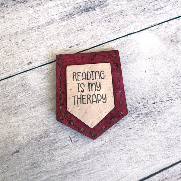 'Reading is My Therapy' Magnetic Cork Bookmark