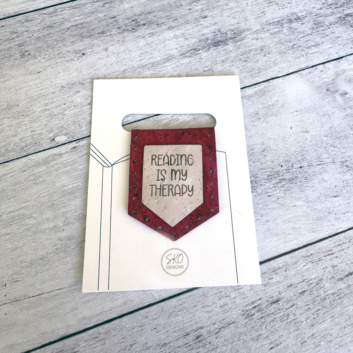 'Reading is My Therapy' Magnetic Cork Bookmark