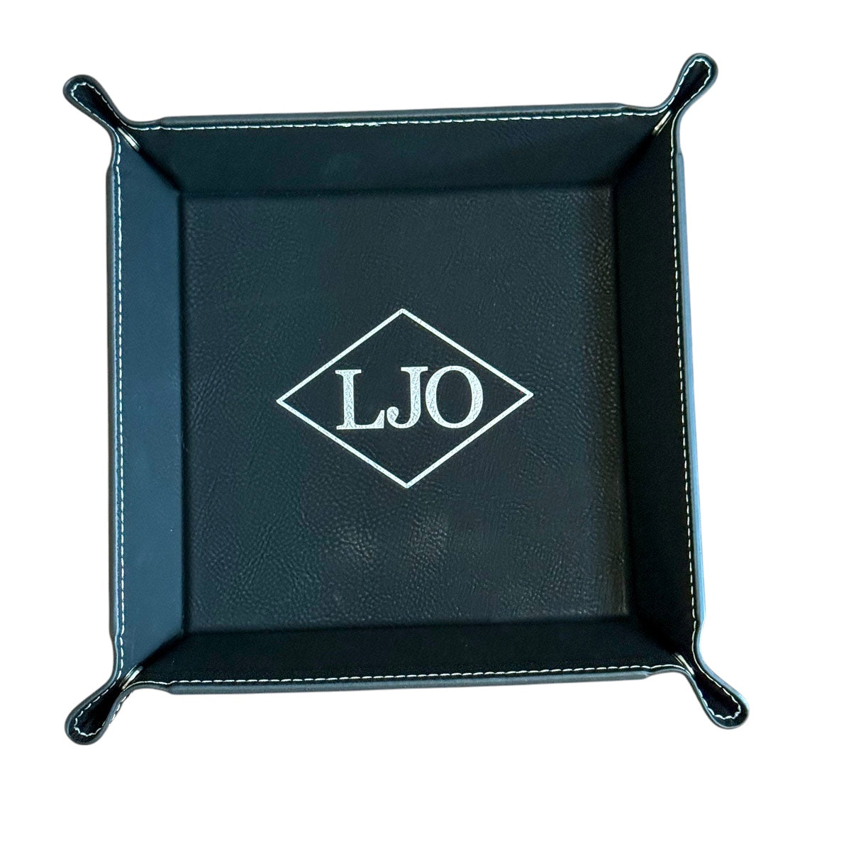 Personalized Leatherette Snap Tray - Custom Engraved Catchall Organizer
