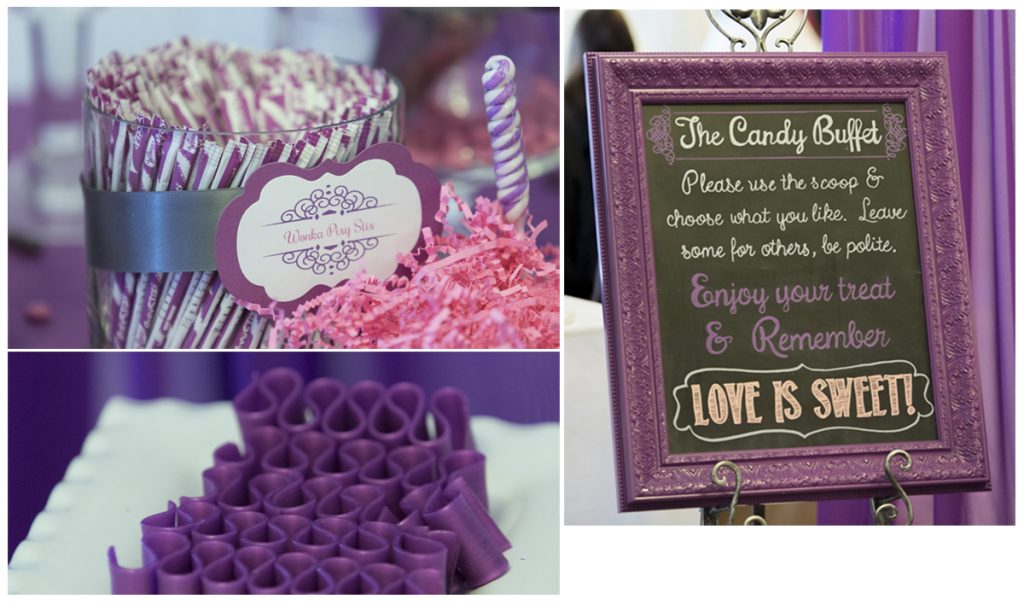 Candy Buffet and Custom Chalkboard by SKO Designs. Photo courtesy of Shoreshotz Weddings.