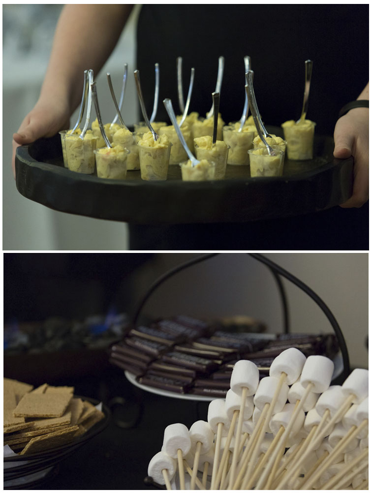Lobster Mac & Cheese and S'mores by Dinner & Company Gourmet Catering. Photos courtesy of Shoreshotz Weddings.