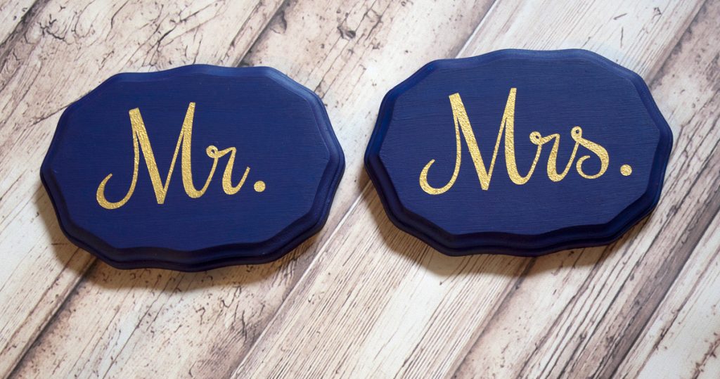 Navy & Gold Mr. & Mrs. Signs