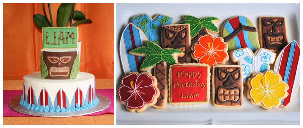 Birthday Luau Cake & Cookies