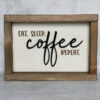 Eat sleep coffee repeat wood sign on gray background