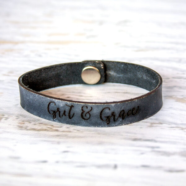 Grit & Grace Skinny Leather Bracelet Coal Black