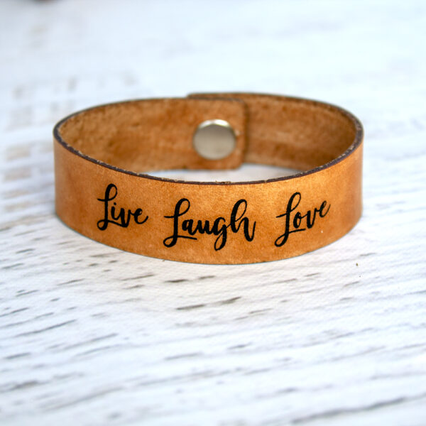 Live Laugh Love Medium Leather Bracelet Timber Brown