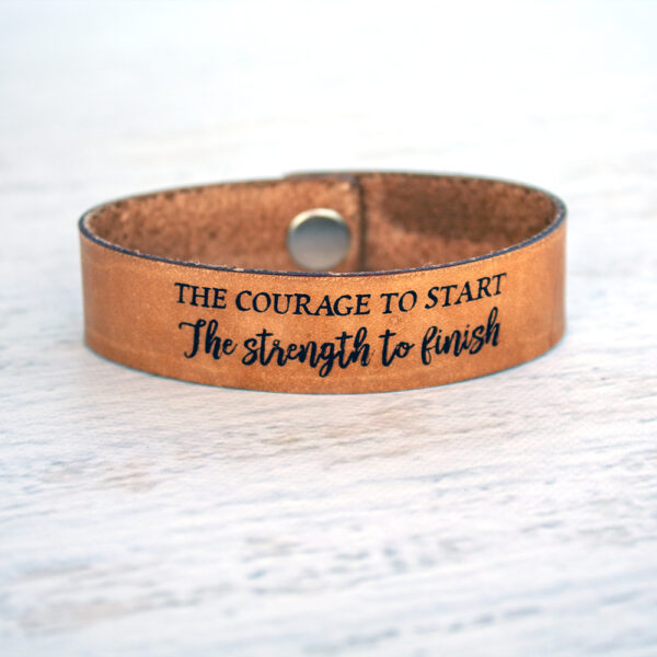 The courage to start, the strength to finish Medium Leather Bracelet Java Brown